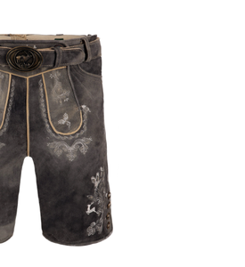 Auténticos Lederhosen Bávaros para Hombre, Pantalones Cortos Tradicionales de Cuero de Cabra Marrón con Diseño Bordado Personalizado, Atuendo para el Oktoberfest - Product Image 4