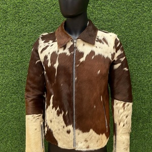 Handmade Customized Brown Genuine Sheep Hair Vintage Motorcycle <b>Western</b> Winter Bomber <b>Jacket</b> Front Design - Product Image 5