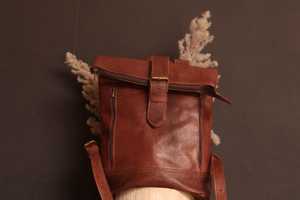Signature Collection Leather <b>Roll</b> Top Bag High Quality Manufacturing Laptop Rucksack For Export LTBP-0240 - Product Image 6
