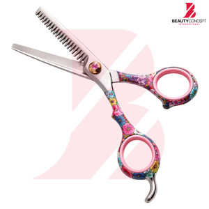 กรรไกรซอยผมลายดอกไม้ ด้ามจับพลาสติก สีสันสดใส สำหรับช่างตัดผมมืออาชีพ อุปกรณ์จัดแต่งทรงผมสำหรับร้านทำผม - Product Image 5