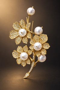 Broche florale de qualité supérieure avec motif de fleur et de branche texturés, accessoire de mode élégant pour blazers et robes - Product Image 5