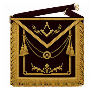 Custom Masonic <b>Master</b> Apron Detailed Embroidery Silk/Velvet Fabric Lightweight Square Shape Comfortable Design for Ceremonial - Product Image 1