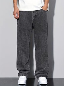 กางเกงยีนส์ทรงหลวมผู้ชาย GALLERY FADE รุ่น Loose Men Slant Pocket Straight Leg สีเทา/สีดำ ผ้าเดนิมเทียม ทรง Baggy สไตล์วินเทจ - Product Image 4