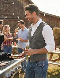 Chaleco de Cuero para Hombre, Nuevo Chaleco de Cuero Moderno para Hombre, Chaleco de Cuero Genuino de Secado Rápido para un Look Vaquero Occidental - Product Image 4