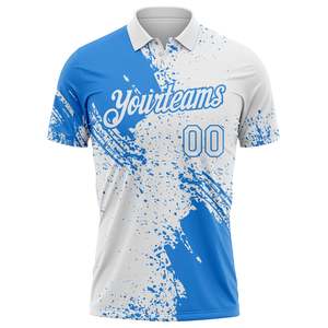 Camiseta de Béisbol Sublimada al por Mayor OEM ODM, Polo de Manga Corta para Hombre, Absorbente de Humedad, con Impresión del Nombre del Equipo, Azul y Blanco - Product Image 2