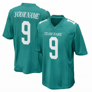 Maillot de football américain personnalisé léger vert marine respirant sublimé 100 % polyester avec nom et numéro, manches courtes, athlétique - Product Image 1