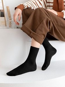 TW White Crew Ankle <b>Socks</b> Spandex/Cotton Breathable Solid Color Daily Wear Casual Sports Adults Spring Standard <b>Thickness</b> - Product Image 6