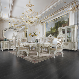 Luxury <b>White</b> French Classical Dining Room Set Solid Wood Hand Carved Finish <b>Gloss</b> with <b>Sideboard</b> and Display Cabinet - Product Image 4