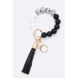 Braccialetto con Nappine in Perline di Vetro e Cristallo Stampato in Silicone, Portachiavi - Product Image 4