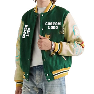 เสื้อแจ็คเก็ตวาร์ซิตี้สีกรมท่าสำหรับผู้ชาย ยี่ห้อ Econex ผ้าวูล/โพลีเอสเตอร์ กันลม ปักตัวอักษร G ปกคอพับ ติดกระดุมแถวเดียว สไตล์พรีปปี้ - Product Image 2
