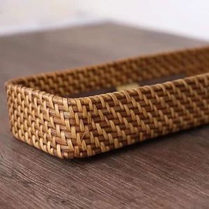 Organizador de cubiertos Vintage rústico, cesta de ratán, plato Rectangular, cestas de almacenamiento de cocina con decoración minimalista para restaurante - Product Image 2