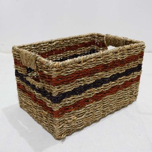 Waterproof Rustic Rectangle Storage <b>Basket</b> Iron Wire Frame Synthetic <b>Plastic</b> Wicker Material Handles for Multifunction - Product Image 6