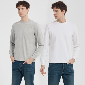 เสื้อยืดบลังค์แวร์ผู้ชาย คอกลม แขนสั้น ผ้าฟลีซ ทรงปกติ พรีเมียม ผ้าไหม/ผ้าฝ้าย 280 กรัม ป้องกันแบคทีเรีย แห้งเร็ว - Product Image 1