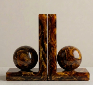 Porte-livres en résine personnalisés en gros, style Art Déco, en forme de L, motif marbré, pour décoration de table de luxe - Product Image 6