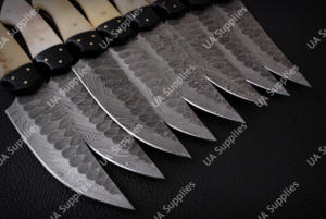 Cuchillo de carne ergonómico de acero de Damasco 15N20, forjado, con mango de hueso de camello, hoja de 4.5 pulgadas, diseño moderno para cocina y exteriores - Product Image 5