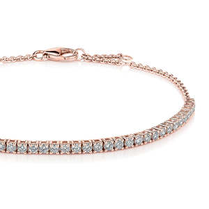 Lab Grown Diamond Tennis Bracelet 10K Rose Gold 1 Carat Round Diamond Bracelet Elegant Minimal Jewelry Women Gift - Product Image 2