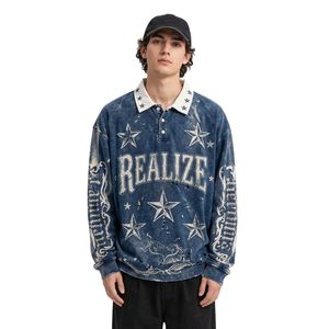 Sweat-shirts Polo en Coton Polaire Vert Forêt Personnalisés avec Motif Étoile Vert Forêt et Impression Vieillie – Style Streetwear - Product Image 3