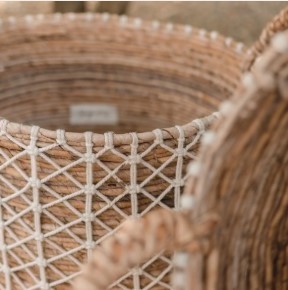 Natural Water Hyacinth <b>Storage</b> Baskets Set of 3 Woven <b>Laundry</b> Hamper with Handle Boho Decorative Toy Organizer Home <b>Organization</b> - Product Image 6