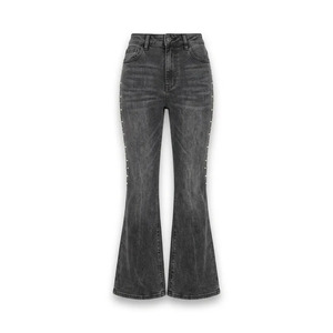 Jeans de mezclilla de corte relajado para mujer al por mayor, jeans de mezclilla de color personalizado para mujer, jeans de pierna ancha para boutiques - Product Image 6