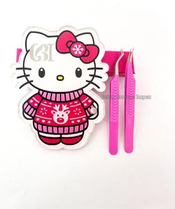 Pinzas de Punta Acrílica con Recubrimiento en Polvo Rosa Intenso, Llavero Rojo de Hello Kitty, Logotipo Personalizado, Almacenamiento Multifuncional para Pegamento de Pestañas, Belleza - Product Image 5