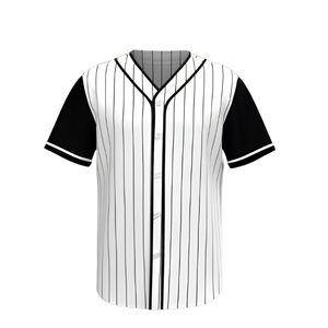 Maillots de baseball OEM imprimés par transfert thermique, anti-humidité, uniformes d'équipe personnalisés pour adultes, col en V, fermeture éclair, 100 % coton - Product Image 2