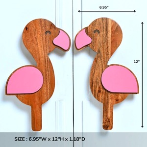 Poignées de porte en bois modernes faites à la main, design tropical, poignée flamant rose pour maison et bureau, poignée de tiroir multicolore, poignée de commode et d'armoire - Product Image 3