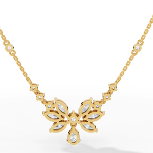 จี้เพชรทรงหยดน้ำและทรงมาร์คีส์ 14K ทองคำ พร้อมเพชรทรงกลมเพาะเลี้ยงในห้องปฏิบัติการ |   เครื่องประดับอัญมณีชั้นสูง |   ของขวัญแต่งงานสุดหรูสำหรับผู้หญิง - Product Image 3