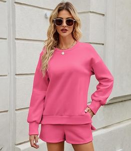 Conjunto de Sudadera y Pantalones Cortos Casuales de Invierno para Mujer, Hechos a Medida, de Peso Medio, Transpirables, con Cuello Redondo, de Dos Piezas - Product Image 5