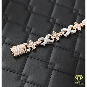 Bracelet tennis Infinity X Link de luxe avec diamants de laboratoire entièrement sertis, en argent sterling 925, bijoux classiques pour les fêtes, unisexe - Product Image 2