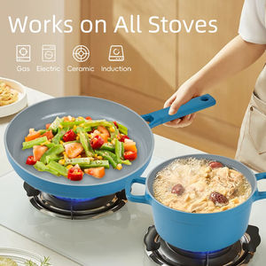 Ensemble de casseroles et poêles en aluminium classiques et durables, adaptés à la cuisine et au four, compatibles lave-vaisselle - Product Image 3