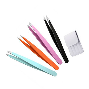 Ensemble de 4 pinces à épiler professionnelles en acier inoxydable, pinces de précision avec revêtement en poudre, étui en cuir, fabricant Pakistan - Product Image 6