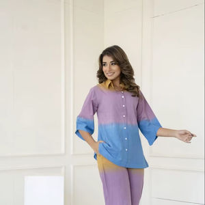 Conjunto de Dos Piezas de Algodón con Estampado Tie-Dye, Conjunto Informal de Verano para Mujer, Ropa Casual de Algodón, Conjunto de Dos Piezas de Algodón - Product Image 1