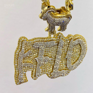 Pendentif personnalisé avec initiale ou nom en Moissanite VVS, en argent 925, plaqué rhodium/or, breloques glacées de luxe, bijoux HipHop pour rappeurs Dvars - Product Image 4