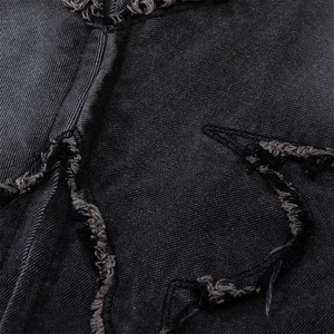 Chaqueta de mezclilla para hombre con cuello vuelto, cierre de cremallera, diseño de mariposa desgastado, estilo urbano, ropa de abrigo de otoño - Product Image 5