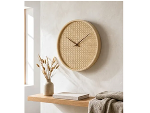 Modern Simple <b>Clock</b> <b>Wall</b> <b>Clock</b> Imitation Tree Grain Texture Printing Living Room Art <b>Silent</b> Ring Wooden Board - Product Image 4