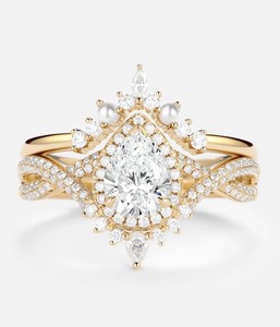 925 <b>Sterling</b> <b>Silver</b> Gold Plated Pear Cut Moissanite Luxury Prong <b>Set</b> Bridal Engagement Wedding <b>Ring</b> for Women & Unisex - Product Image 3