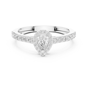 JOYAS MÁGICAS 14K Oro Real Moissanite Halo Anillo de bodas Joyería fina - Product Image 5