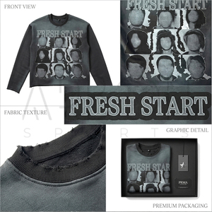 Nouveauté : T-shirt vintage surdimensionné au design unique et confortable, effet délavé, avec impression graphique Fresh Start, prix de gros - Product Image 5