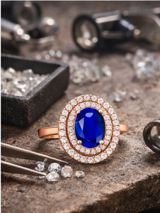 Anillo de Cóctel de Lujo para Mujer en Oro Rosa de 14K con Halo de Diamantes Ovalados, Anillo de Compromiso y Fiesta con Diamantes Naturales, Joyería Fina - Product Image 6