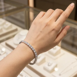 Pulsera de Cadena de Tenis con Moissanita VVS Popular en Plata de Ley 925 para Mujer, Joyería Personalizada para Regalo de Boda y Aniversario - Product Image 1