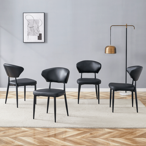 Minimalist Ergonomic Dining <b>Chair</b> Black Curved Backrest <b>Comfortable</b> Design Unlocking <b>Comfortable</b> Minimalist Dining Experience - Product Image 2