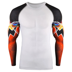 Men's Long Sleeve Rash Guard Eco-Friendly 100% Polyester Quick Dry Compression Shirt Customized Digital Print Breathable - Product Image 1