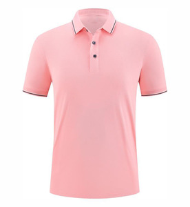 Camiseta Polo con Cuello a Rayas de Seda de Hielo con Diseño de Logotipo Personalizado OEM, Ropa de Trabajo y Camiseta Polo de Manga Corta de Algodón para Hombre - Product Image 4