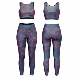 Conjunto de Yoga sin Costuras de Cintura Alta para Mujer, 2 Piezas, Estampado de Hojas, Ropa Deportiva, Bra Deportivo, Leggings de Gimnasio, Ropa Deportiva Activa, Ropa de Fitness - Product Image 3