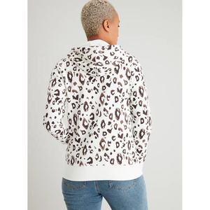 Custom <b>Leopard</b> <b>Print</b> Women Zip Up <b>Hoodie</b> Oversize Women Streetwear Zipper <b>Hoodie</b> With Pocket Plus Size Women Winter Sweatshirt - Product Image 2