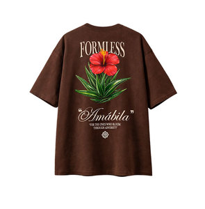 เสื้อยืดโอเวอร์ไซส์สีน้ำตาลลายกราฟิกสำหรับผู้ชาย ผ้าฝ้าย ทรงหลวม สไตล์สตรีทแวร์ พิมพ์ลาย ฮิปฮอป แฟชั่นฤดูร้อน เสื้อยืดลำลองสำหรับผู้ชาย - Product Image 3