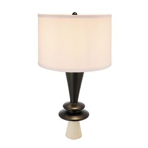 Lampada da Tavolo in Alluminio Nero D15x26.7 con Paralume Bianco, Montaggio Richiesto, Due Dischi Decorativi Diversi - Product Image 3