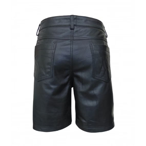กางเกงขาสั้นหนังแกะแท้สำหรับผู้ชาย ปรับขนาดเอวได้ พิมพ์ลายตัวอักษร ODM หนังแยกส่วน ความยาวระดับเข่า สไตล์ลำลอง ซิปหน้า ประดับลูกปัด - Product Image 3