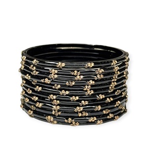 Designer Emerald Cut Trendy <b>Gold</b> Plated Black <b>Bangles</b> <b>Set</b> Golden Stones for Wedding Wholesale Bulk Factory Price Ready Stock - Product Image 2