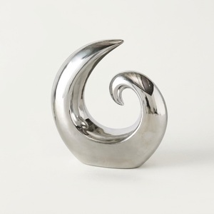 Custom Handcrafted <b>Silver</b> Abstract Sculpture Modern Metal <b>Ornament</b> Wholesale Nordic Style Textured Shell Figurine For High-End - Product Image 3